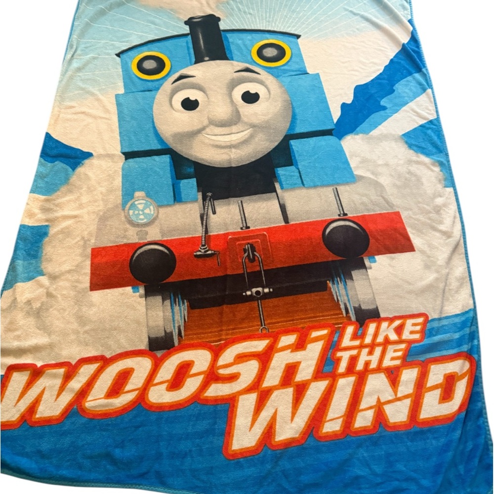 VTG Thomas the Tank Engine Kids Plush fleece Blanket Throw Train 83”x62” Whoosh